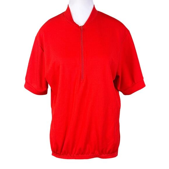 Canari Cycling Top Jersey Red Sz L Short Sleeve 1/2 Zip Back Pockets - Picture 1 of 8